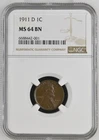 1911 D LINCOLN WHEAT CENT NGC MS 64 BN Certified Coin