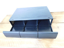 Vintage Black Ash  3 Drawer Cassette Holder - Holds 36 Tapes