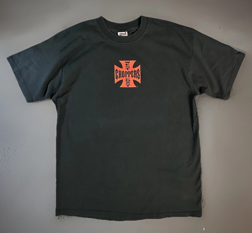 Camiseta Red Anvil Bar Y2K West Coast Choppers Negra y Roja Para Hombre LG Excelente Foto 2 de 4