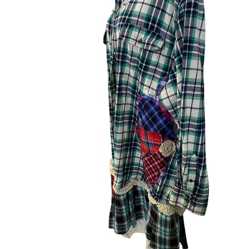 Camisa de Franela para Mujer 3X Plumero Cabaña Verde Casa Grunge Arte Upcycle Campesino - Imagen 17 de 17