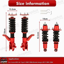 Red Coilovers Struts Lowering Kit Fit 02-06 Honda Acura Rsx Shock Absorbers.