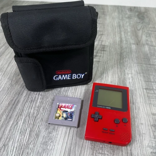 Nintendo Game Boy Pocket Bundle W/ Game & Case MGB-001 - Red OEM Tested *read*