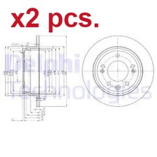 X2 PCS REAR BRAKE DISC ROTOS X2 PCS SET BG4082C DELPHI I