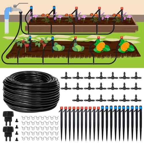 110ft Drip Irrigation System Kit, Garden Watering System DIY Automatic Irriga...