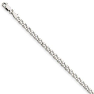 Sterling Silver Polished 3.2mm Open Link Bracelet w/ Lobster Clasp 7'' - 8''