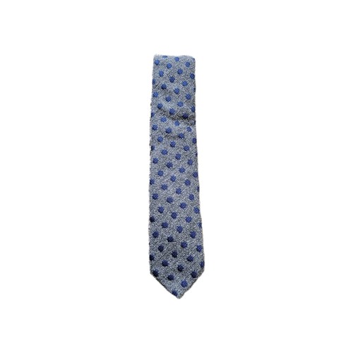 NWT Canali Knit Silk Cotton and Wool Gray Polka Dot Men's Neck Tie