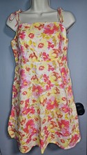Old Navy Women Medium Floral Sundress Pink Yellow Tie Strap Summer Dress