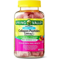 Spring Valley Zero Sugar Collagen Peptides 2500mg 60 Gummies