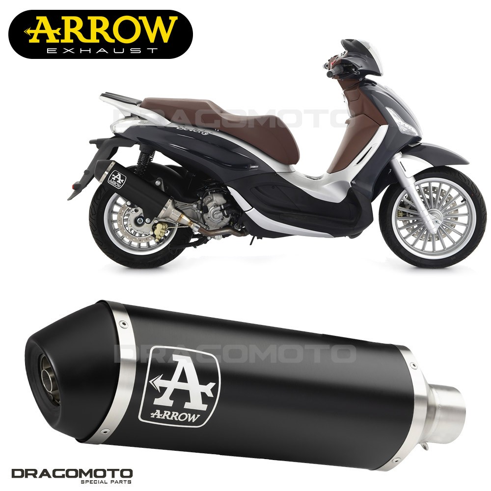 Échappement haut de gamme Arrow Urban alu noir pour Piaggio Beverly 300 HPE