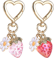 2 PCS Cute Strawberry Keychain, Keychain Accessories for Women, Purse Charms Str