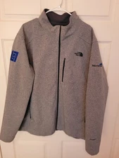 North Face Jacket Gray Apex Windwall Fleece Lined Full Zip w/ Logos Mens XXXL
