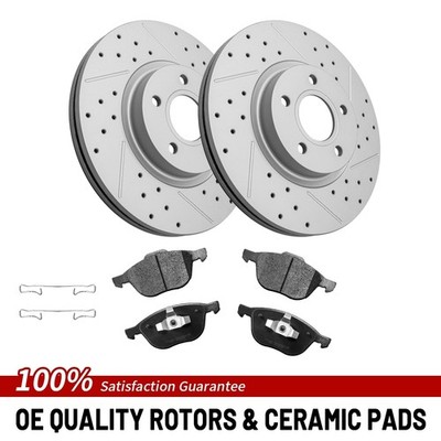 11.81''Front Brake Rotors Ceramic Brake Pads For 2004-2013 Volvo C30 C70 S40 V50