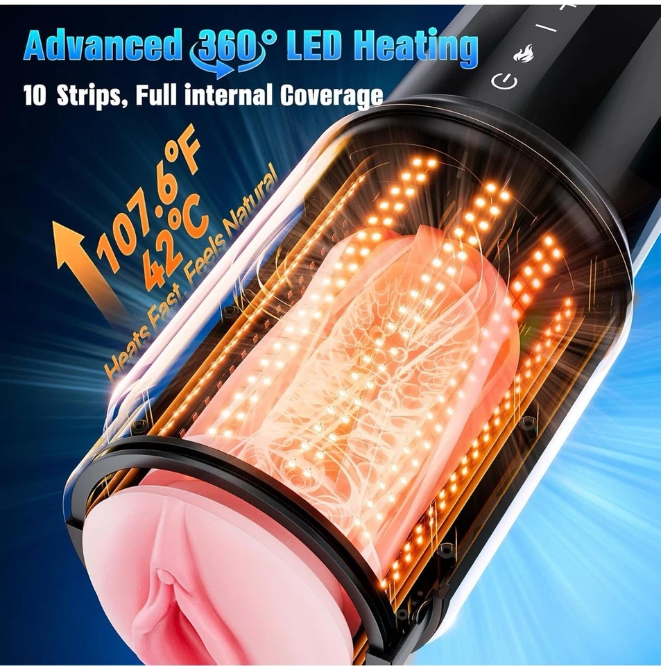 Masturbadores masculinos automáticos manos libres taza giratoria empuje acariciador hombres juguete sexual Foto 4 de 4