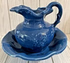 McCoy Dark Blue Pitcher & Bowl Basin Set Vintage FREE-SHIP
