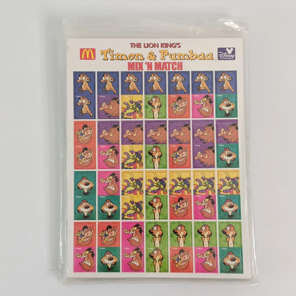 10 x McDonald’s Timon And Pumbaa Lion King Mix 'n Match Game Sheets 1997 Disney - image 4 of 4
