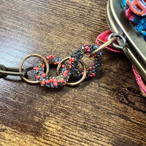 Mary Frances Shoulder Bag Crossbody Beaded Embellished Velour Floral Chain Strap - Picture 11 of 13