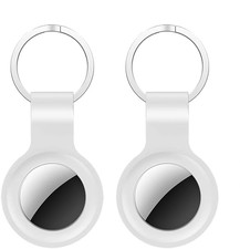 2 Pack White Silicone Case For Apple AirTag KeyRing Holder Keychain Air Tag