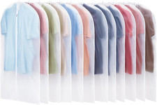 12 Pack Garment Bags for Hanging Clothes - Translucent Suit Bag for Closet Wardr