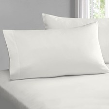 Pure 100 Cotton Pillow Cases Queen Size Set of 2 Off White, Luxurious 400 Th...