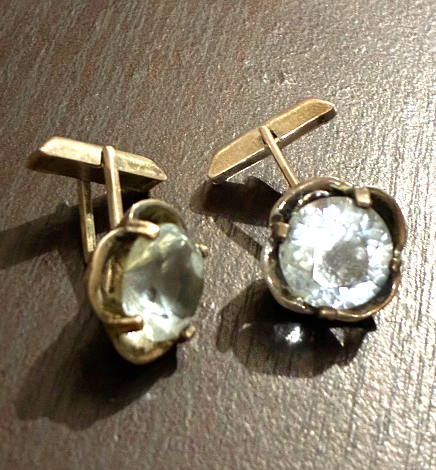 Gemelos Taxco de plata de ley con topacio azul claro Foto 2 de 4