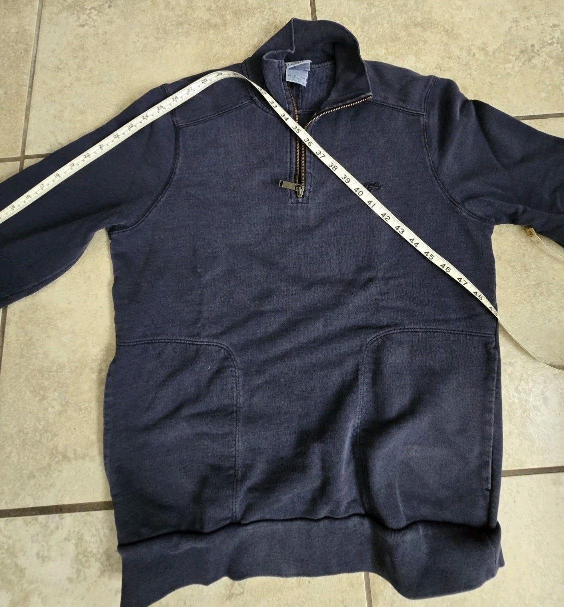 Lacoste Navy Blue Mens Zip Neck Pullover Sweatshirt  Vintage Wash thumbnail 14