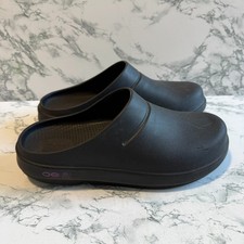 OOFOS Women 10 OOcloog Clog Solid Black Slip On Comfort Recovery Mule Shoe Men 8