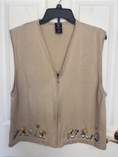 RARE Vtg 1998 Warner Bros Studio Store Tweety Bird Golf Zip Vest L Looney Tunes