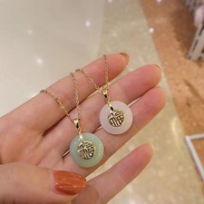 Hetian Jade Fu Word Peace Buckle Necklace Jade Pendant Necklace Jade Good Luck N