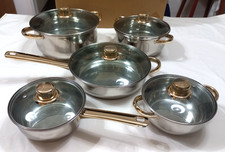 Batteria di pentole 10pz.: 5 tegami e 5 coperchi in vetro. Acciaio Inox 18/10