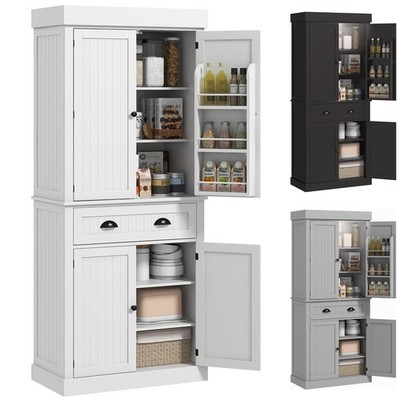 HOMCOM 71'' Kitchen Pantry Cabinet with Large Storage and LED Lights