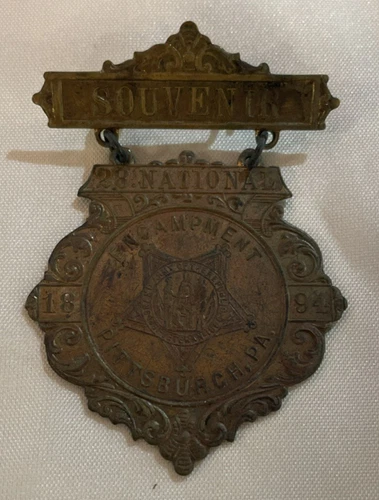 1894 GAR National Encampment Pittsburgh PA Souvenir Medal Badge Pin Civil War