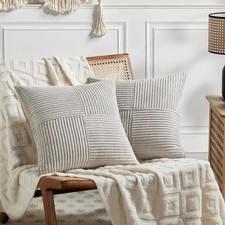 2 Packs Decorative Throw Pillow Covers 16" x 16" Pack of 2 Neutral Grey