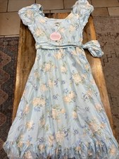 Love shack fancy For Target Estelle Puff Sleeve Dress Blue Size 8 Womens Floral