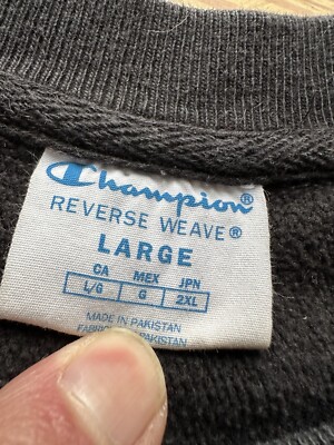 VTG 90s Champion Reverse Weave Logo Faded Black Blank Crewneck
