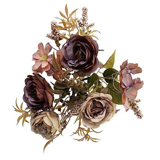 Vintage Artificial Peony Silk Flowers Dusty Fake Flowers for DIY