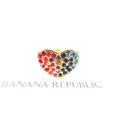 Banana Republic Women's Rainbow Gemstone Heart Ring Sz 6 NWT 50