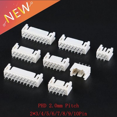 50Pcs PHD2.0 Male Header 2mm Pitch Double Row Straight Pin