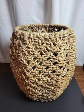 Clothes Hamper Rattan Wicker Trash Bin Storage Basket Sturdy Heavy duty 20"