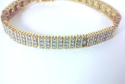 14K GP - Real Natural Diamonds Tennis Bracelet