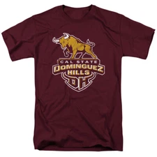 Cal State Dominguez Hills Adult T-Shirt Distressed Primary Logo, Maroon, S-3XL