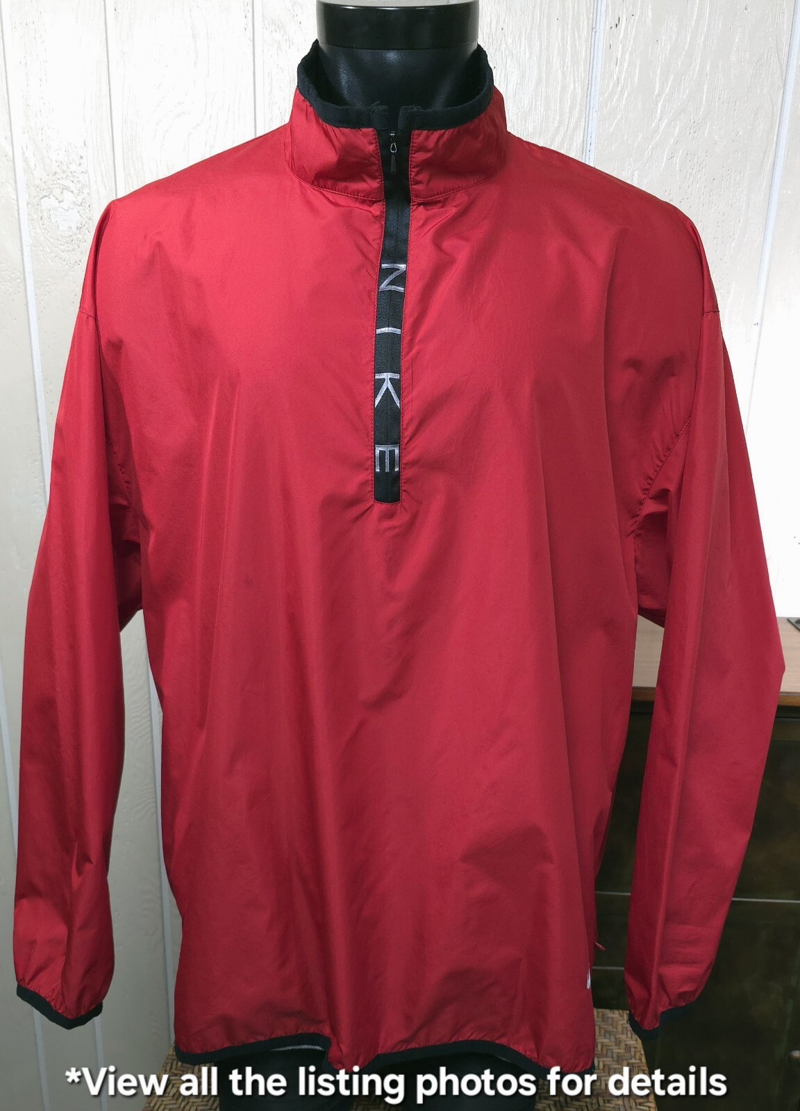 NikeRed Pullover Windbreaker Running VTG Jacket 1/2 Zip Reflective Men's 2XL
