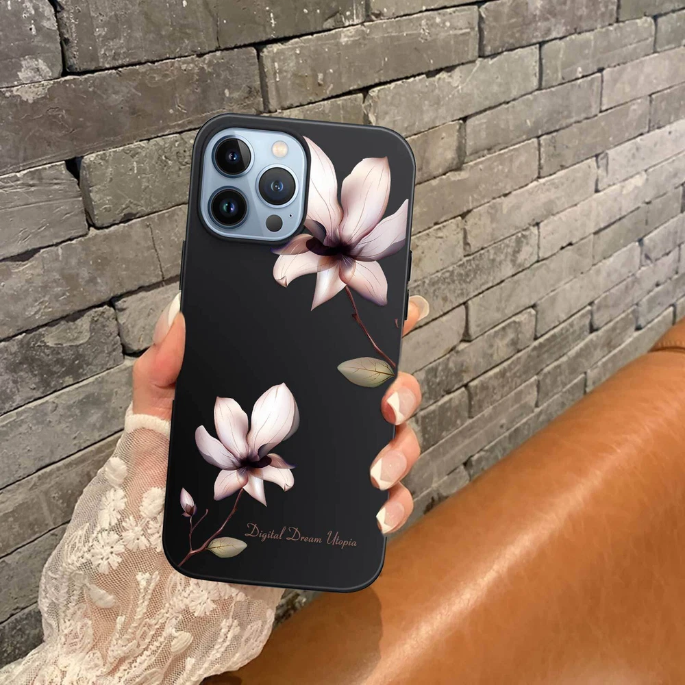 Phone Case For Apple iPhone 14 Pro Max 13 12 15 Flower Lace Protective TPU Cover