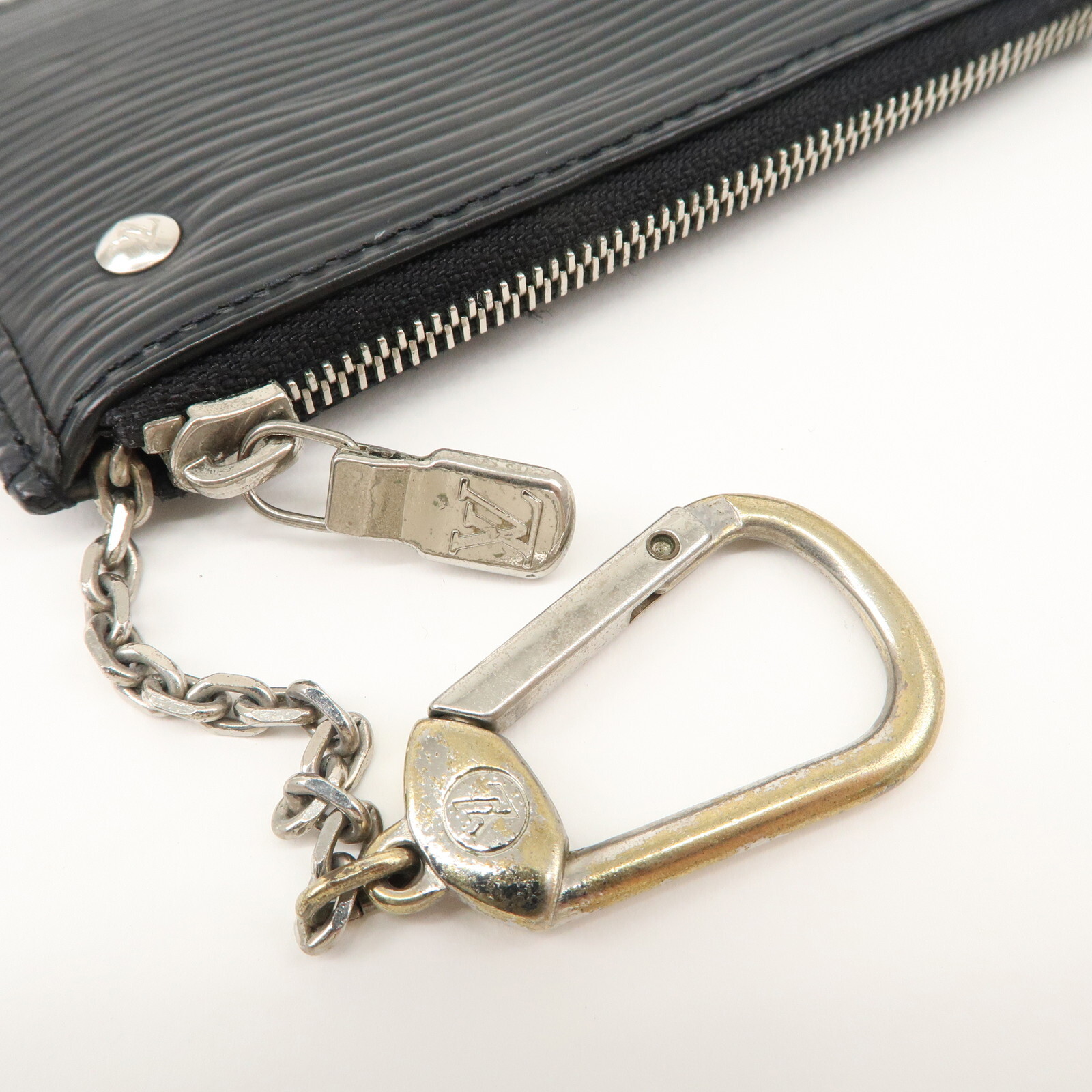 Louis Vuitton Epi Pochette Cles Coin Case Black Noir M63802 Auth Used