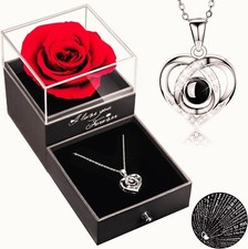 Valentines Day Gifts for Her Preserved Red Real Rose with I Love