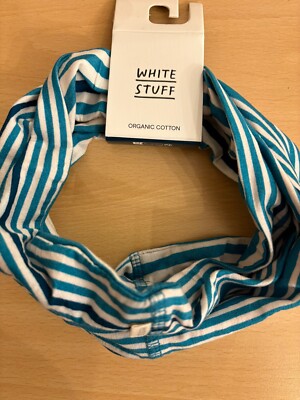 White Stuff Versatile Jersey Roll Snood Scarf Headband Blue