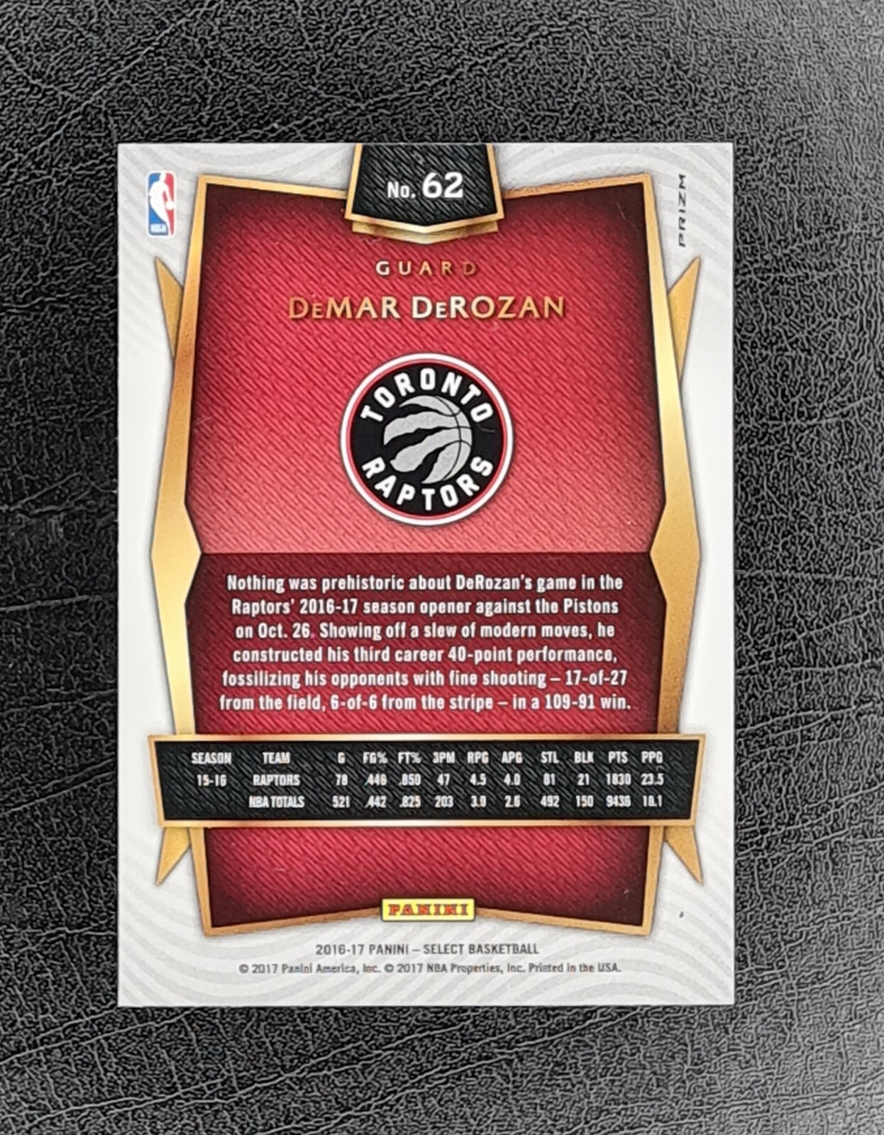 DeMar DeRozan - Select - Concourse - Tri-Color - 2016/17 - Bild 2 von 2