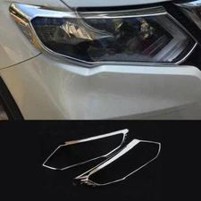 Chrome Front Headlight Lamp Cover Trim Fit For Nissan Rogue 2017 2018-2020 2PCS