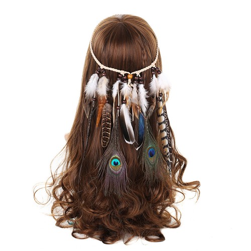 Headband Boho Indian Hippie Feather 