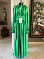 MAC DUGGAL 68583 TIE CUTOUT NECK SPRING GREEN SATIN GOWN  sz 12