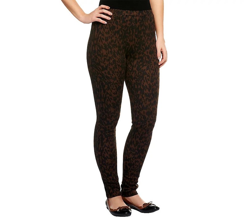 Belle Gray by Lisa Rinna AnimaPrinted Ponte Knit Leggings A235572 - Black - Sz M